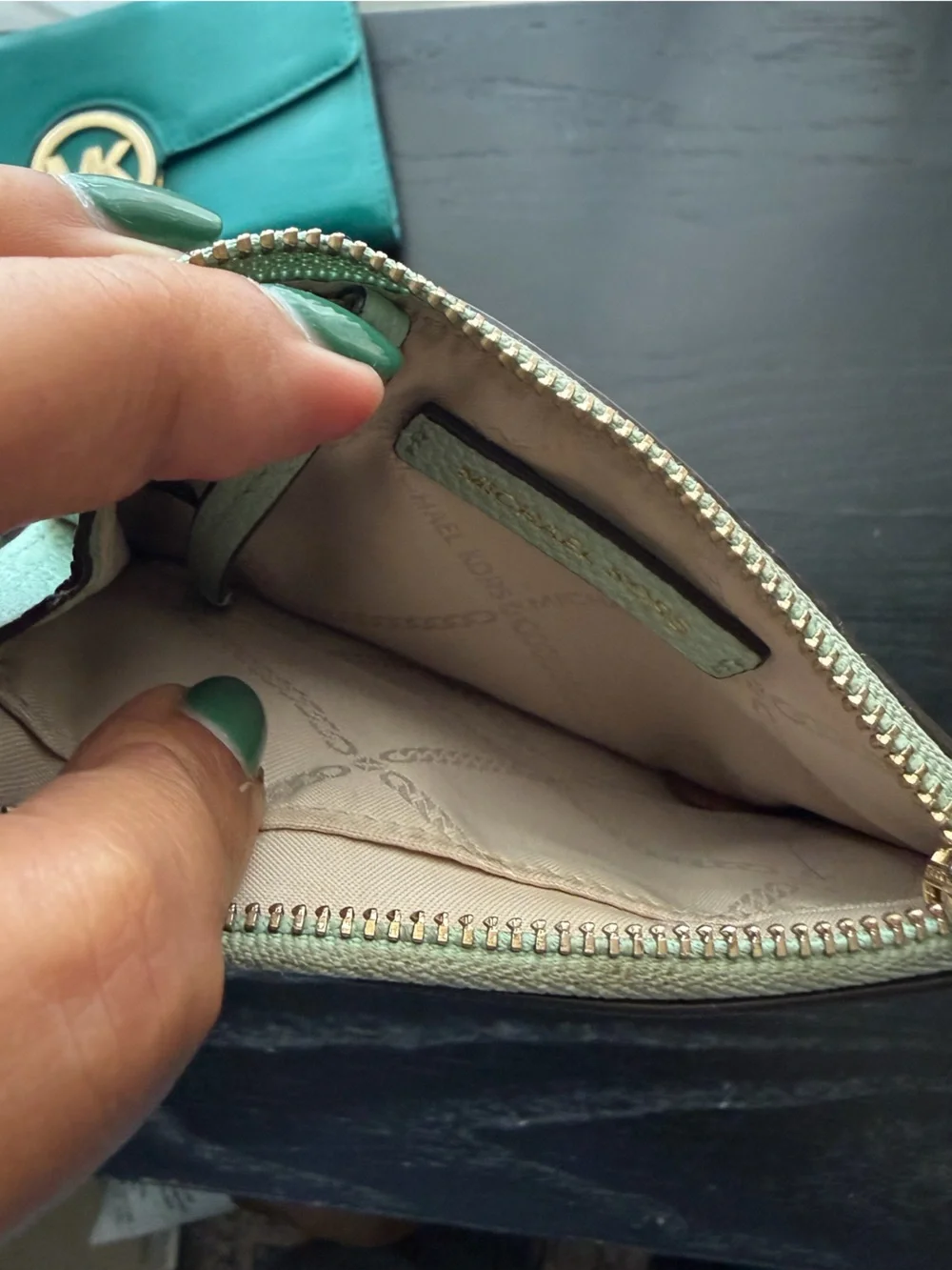 Michael Kors Mint Green Wristlet Card Holder Wallet